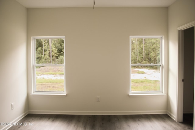 unfurnished room featuring hardwood / wood-style flooring and a healthy amount of sunlight