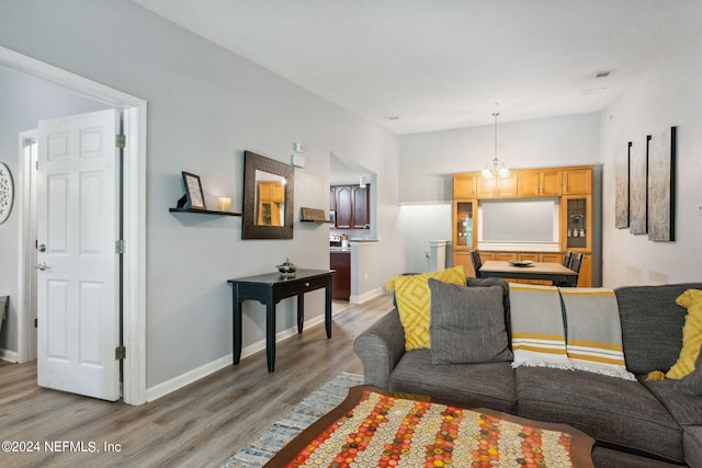 living room with wood-type flooring