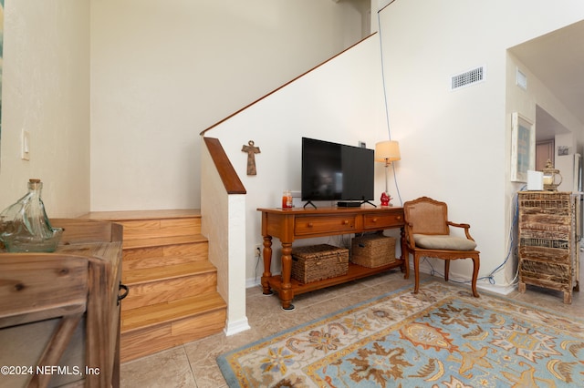 interior space with stairs and visible vents