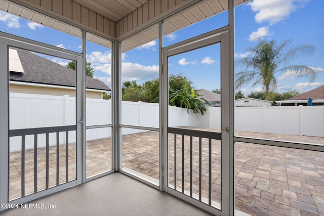 view of unfurnished sunroom