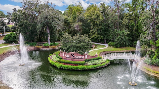 surrounding community with a water view