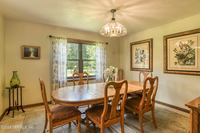 dining area with a chandelier