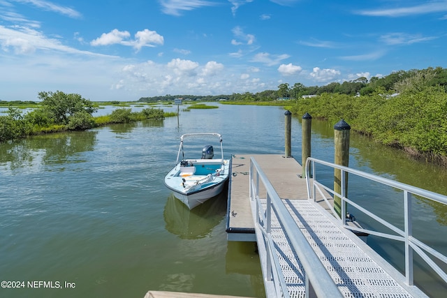 dock area with a water view