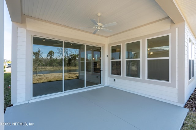 view of patio with ceiling fan