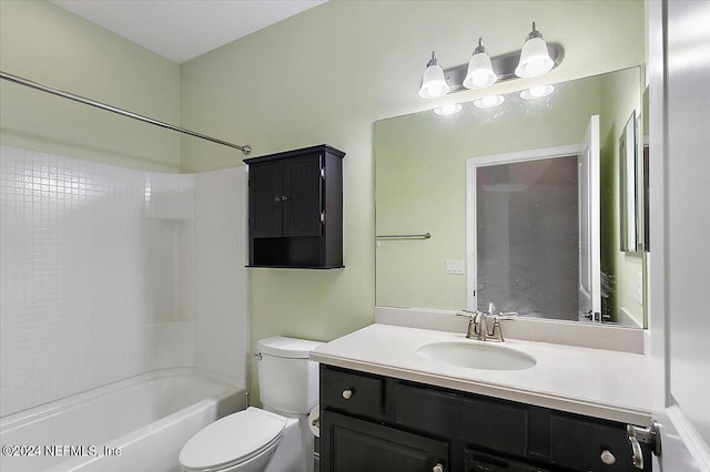 full bathroom featuring vanity, toilet, and bathing tub / shower combination