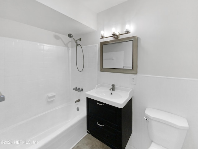 full bathroom featuring vanity, toilet, and shower / bathing tub combination