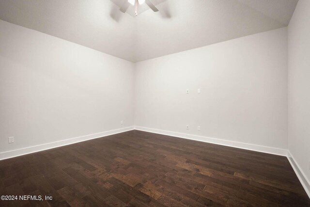 36247 Pitch Ln, Hilliard, FL 32046 - spare room with a ceiling fan, dark wood finished floors, and baseboards