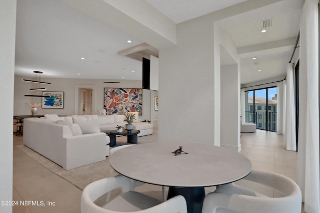 view of tiled living room