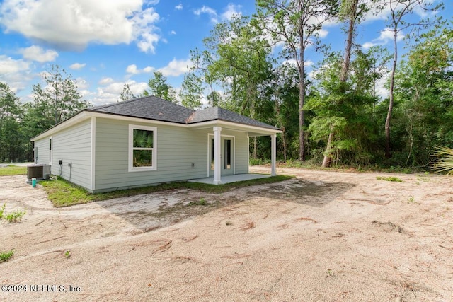 view of front of home with central AC