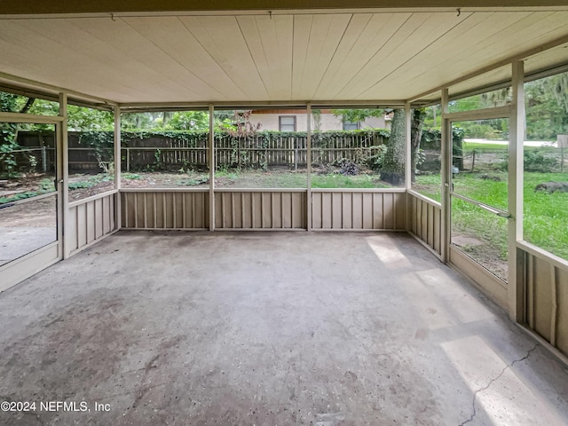 view of unfurnished sunroom