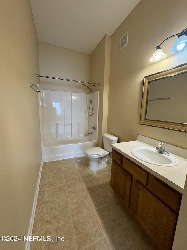 full bathroom featuring vanity, toilet, and shower / bath combination