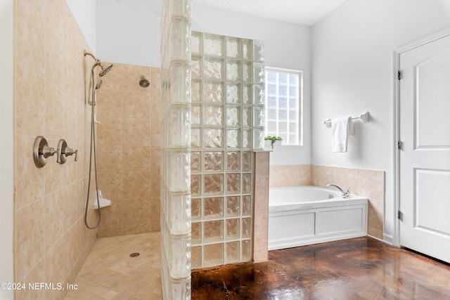 bathroom with plus walk in shower