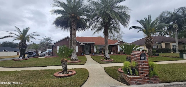 view of front of house with a front lawn