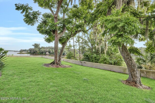 view of yard featuring a water view