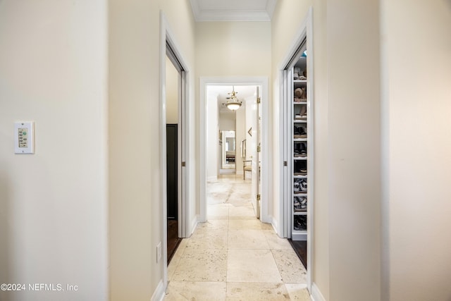 24554 Harbour View Dr, Ponte Vedra Beach, FL 32082 - corridor featuring ornamental molding and baseboards