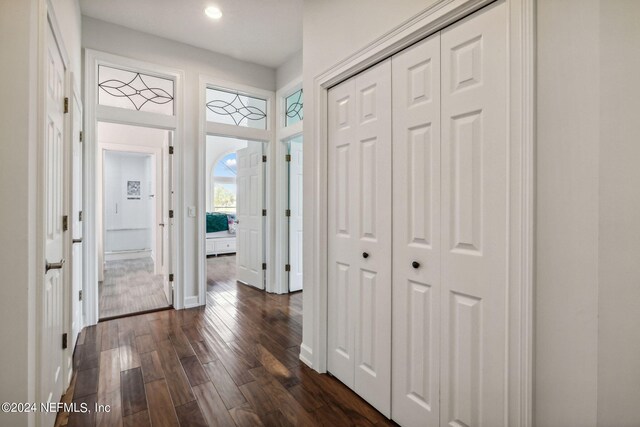 hall featuring dark hardwood / wood-style flooring