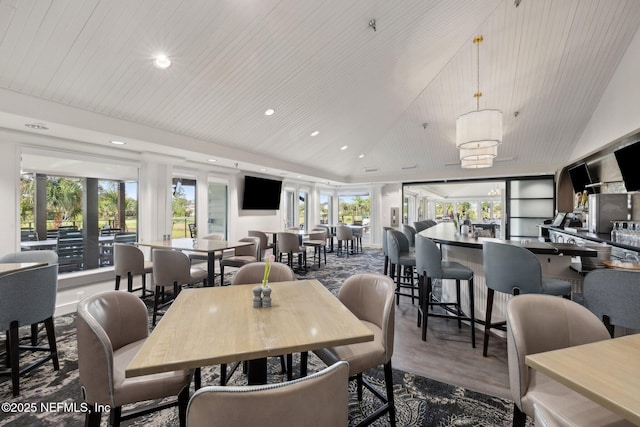 105 Teal Nest Ct, Ponte Vedra Beach, FL 32082 - dining area featuring wood finished floors, recessed lighting, and wooden ceiling
