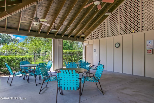 view of patio with ceiling fan