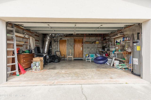 garage with electric water heater