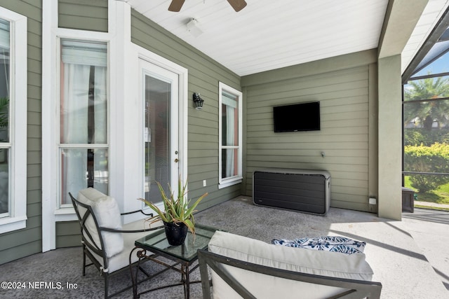 view of patio / terrace with an outdoor hangout area and ceiling fan