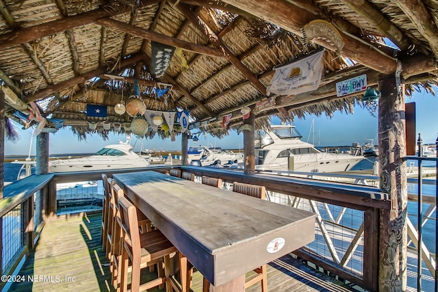 dock area featuring a water view