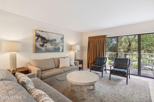 view of tiled living room