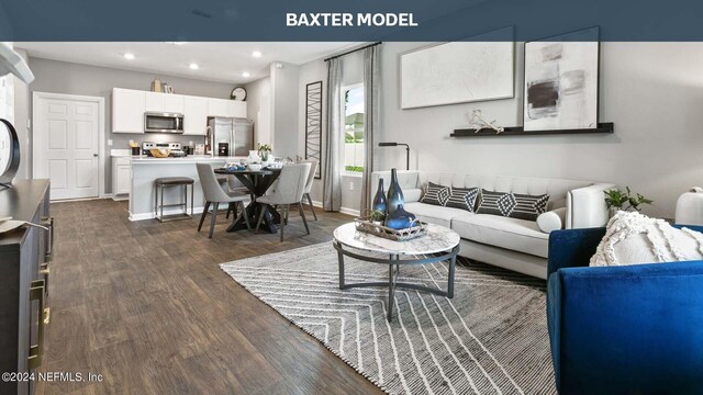 living room featuring dark hardwood / wood-style floors