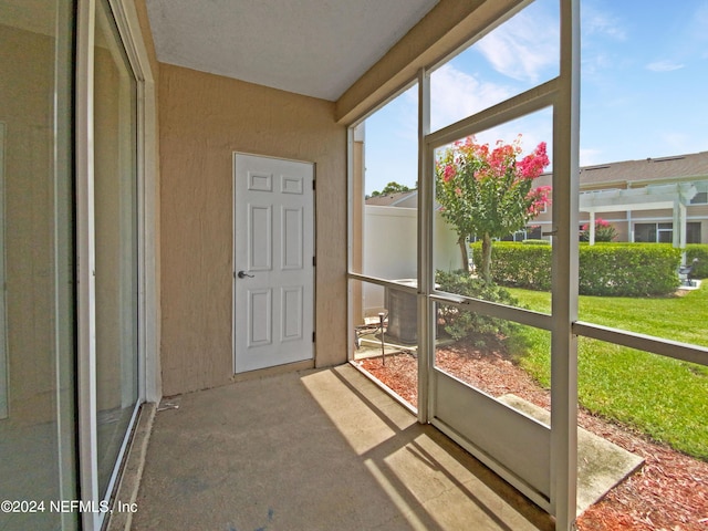 view of unfurnished sunroom