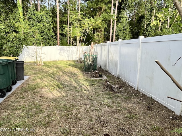 view of yard featuring a fenced backyard
