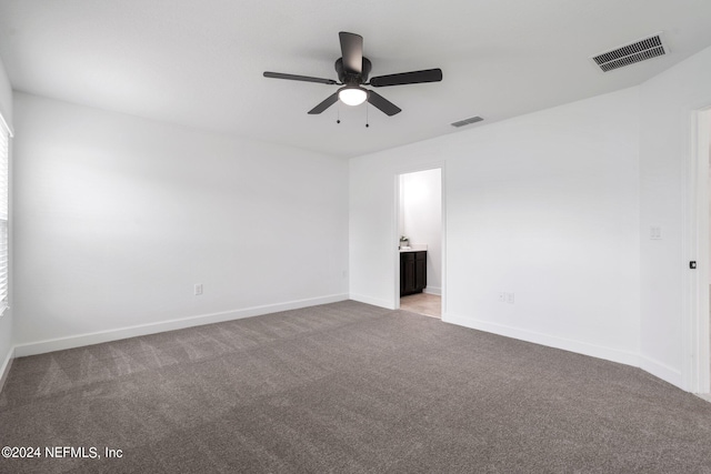 interior space featuring ceiling fan