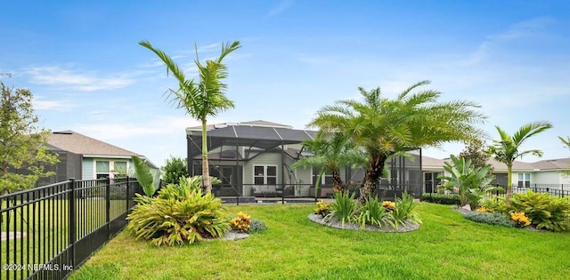 view of yard featuring a lanai and a patio