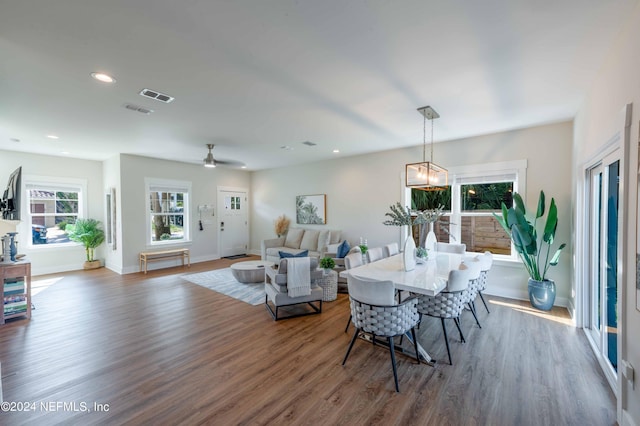 6833 A Ave, Saint Augustine, FL 32080 - dining space featuring wood finished floors, baseboards, recessed lighting, and ceiling fan