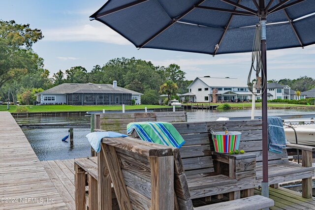 dock area featuring a water view