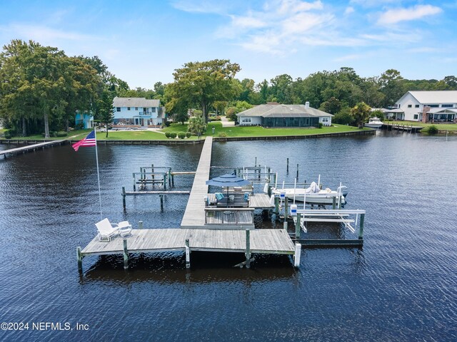 view of dock featuring a water view