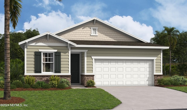 craftsman house featuring a garage and a front yard