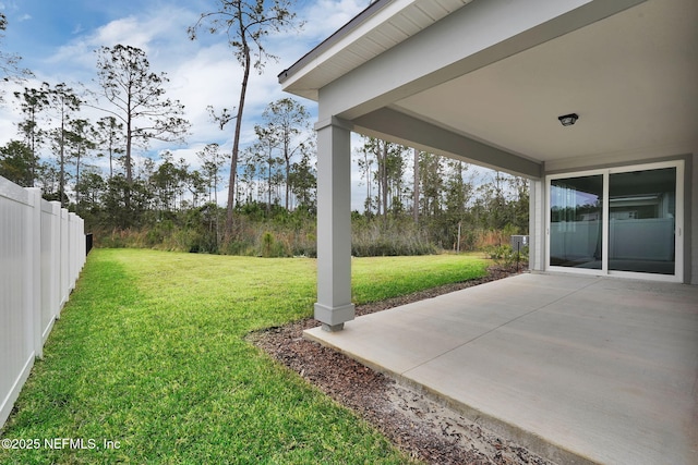 view of yard with a patio area and fence