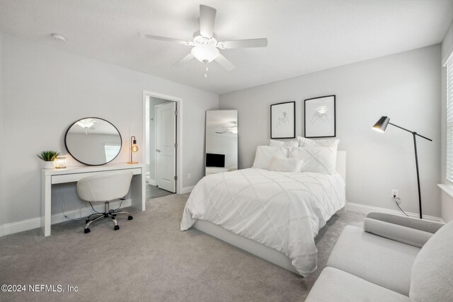 bedroom with carpet and ceiling fan