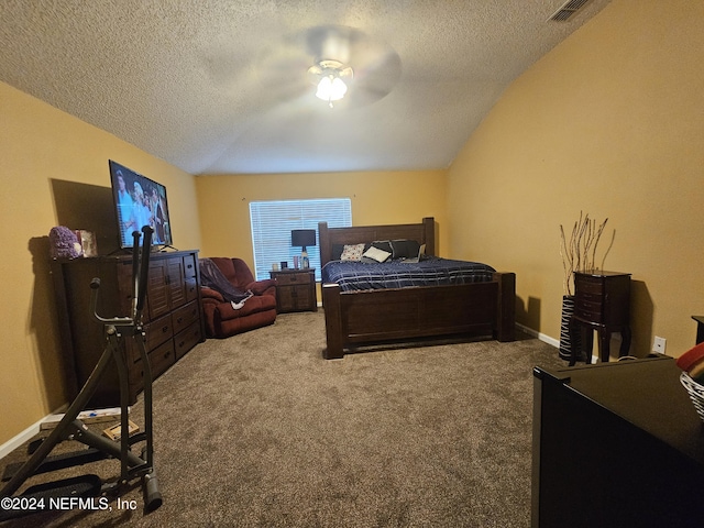 2727 Wood Stork Trl, Orange Park, FL 32073 - bedroom featuring vaulted ceiling, carpet floors, and a textured ceiling