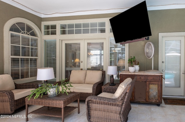 view of patio / terrace with french doors and an outdoor hangout area