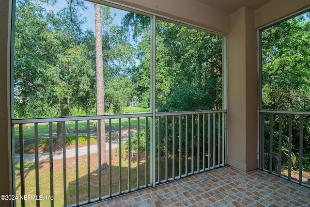 view of unfurnished sunroom