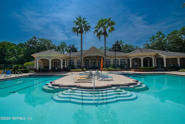 pool featuring a patio area