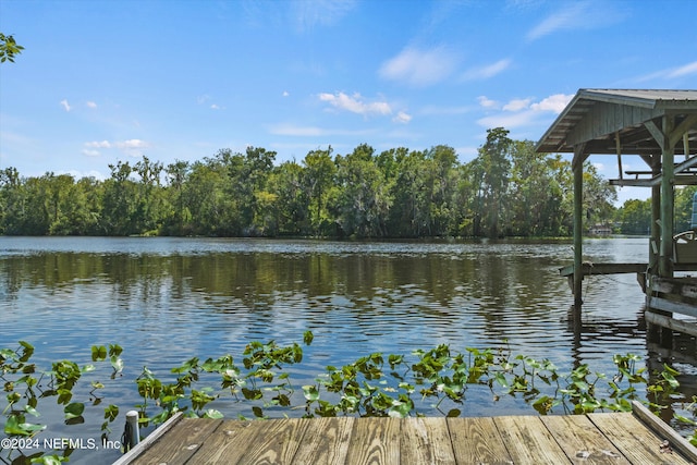 dock area featuring a water view