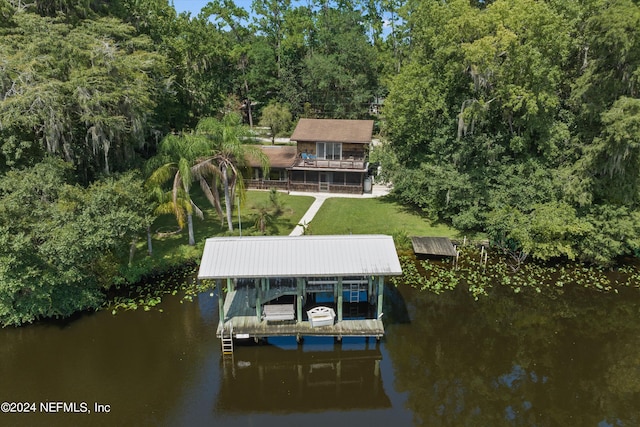 dock area featuring a water view