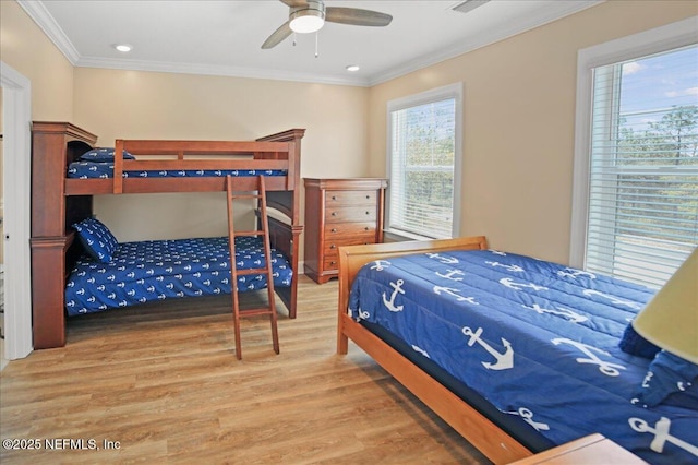 49 SW 279th Ave, Steinhatchee, FL 32359 - bedroom featuring a ceiling fan, wood finished floors, and crown molding