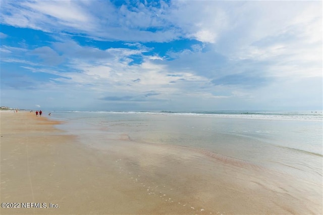 view of water feature with a beach view