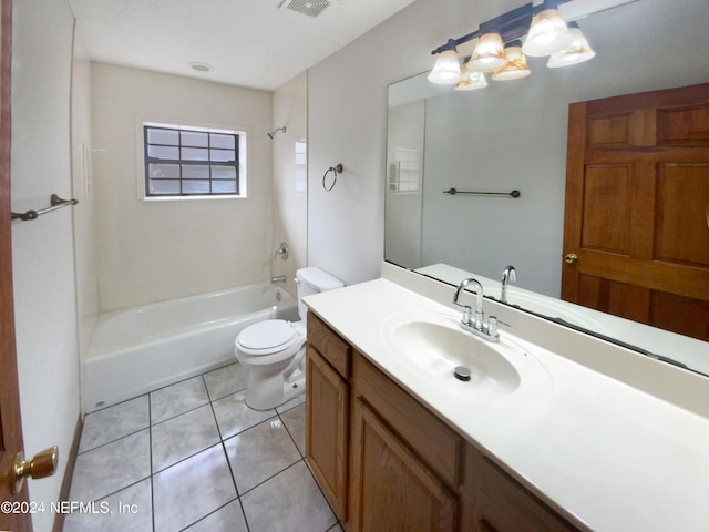 full bathroom with tile patterned floors, vanity, shower / bathtub combination, and toilet