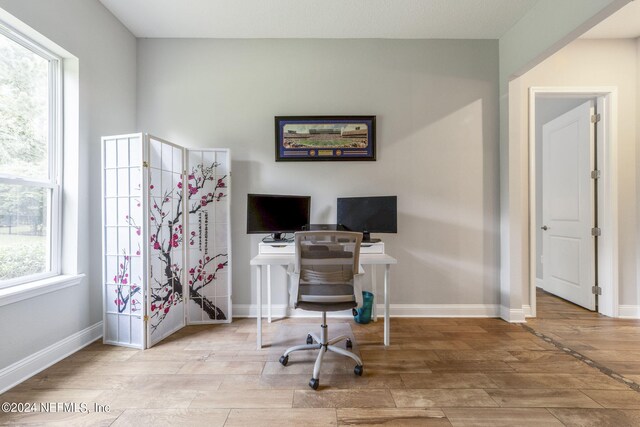 office featuring light wood-type flooring