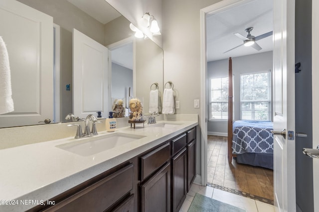 bathroom with vanity and ceiling fan