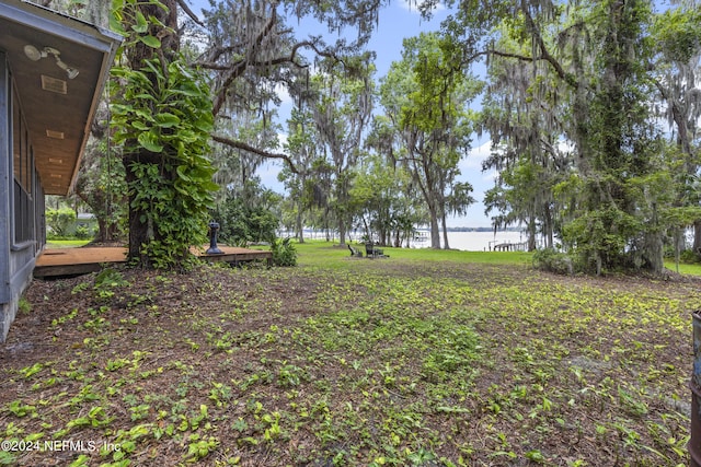 view of yard featuring a water view