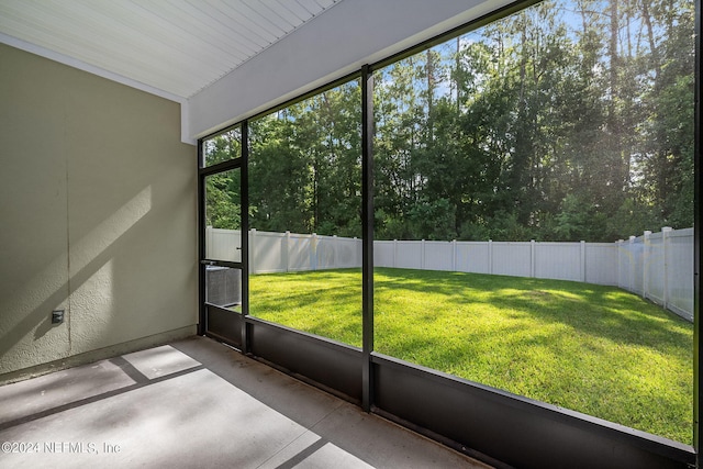 view of unfurnished sunroom